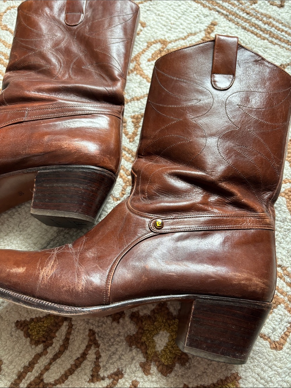 MENS PIERRE CARDIN Vintage Chestnut Leather Boots